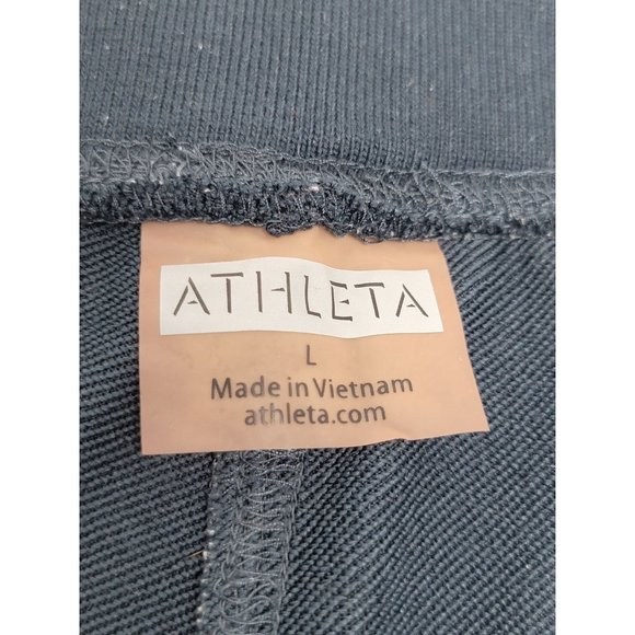 Athleta Graphic Print Workout Shorts Large Blue Elastic Waist Drawstring - Picture 6 of 6